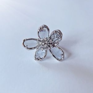 Flower crystal ring glass floral smoky diamond